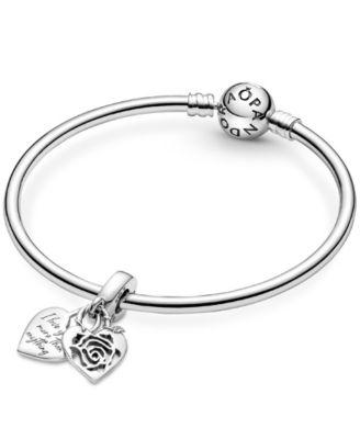 Sterling Silver Rose Heart Padlock Dangle Charm