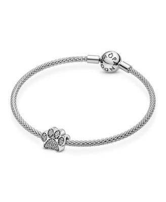 Cubic Zirconia Sparkling Paw Print Charm