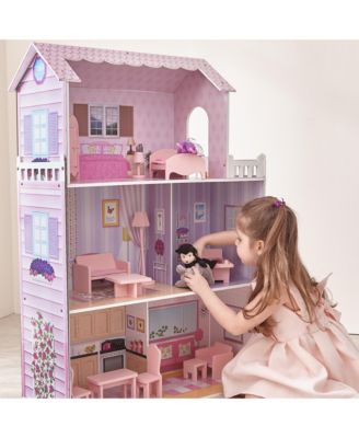 Olivia's Little World- 12" Pink Dreamland Tiffany Dollhouse with Matching Pink Accessories