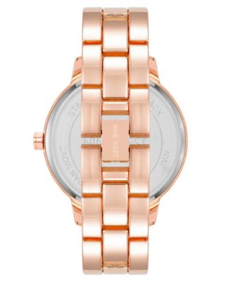 Women's Quartz Rose Gold-Tone Alloy Link Bracelet and Floral Pattern Watch, 36mm