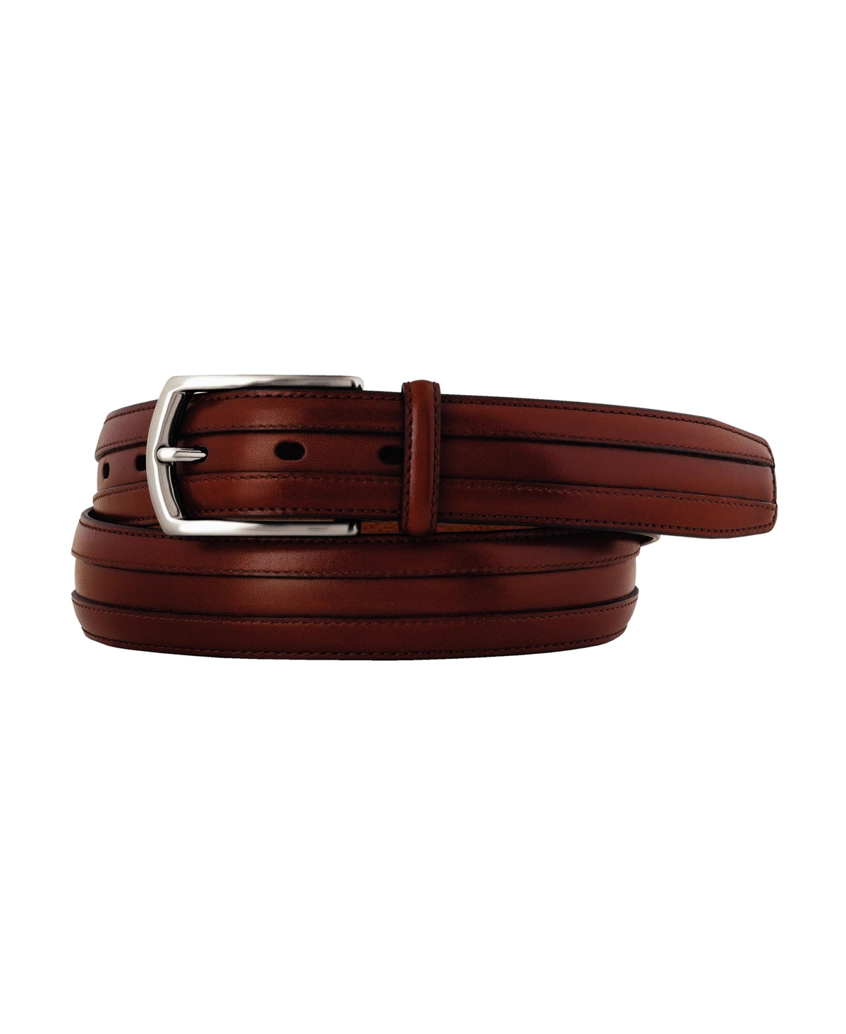 Men's Double Leather Belt - Cognac Vegetable-Tanned Calf