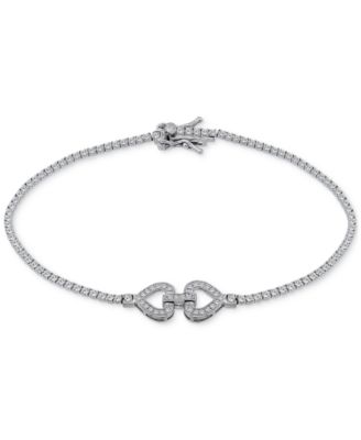 Cubic Zirconia Double Heart Tennis Bracelet in Sterling Silver, Created for Macy's