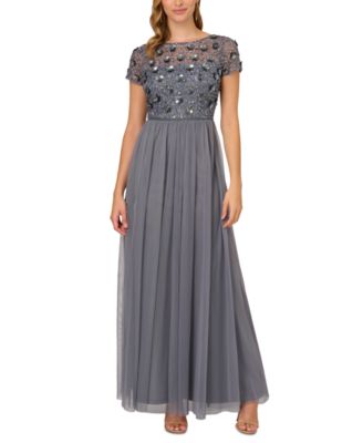 Adrianna Papell Beaded Chiffon Gown - Macy's