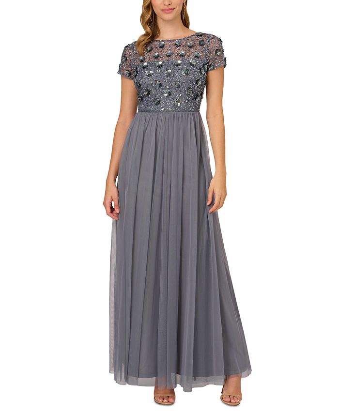 Adrianna Papell Beaded Chiffon Gown Macy s