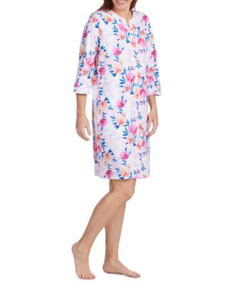 Miss Elaine - Women's Floral-Print Short Knit Gripper Robe