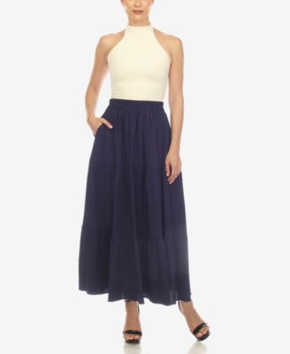 Women's Pleated Tiered Maxi Skirt
