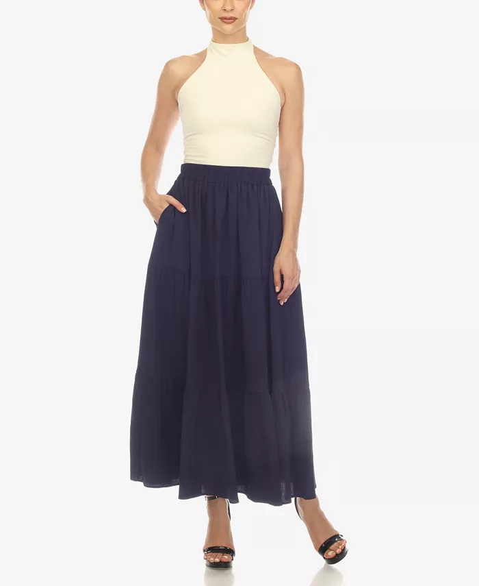 Women's Pleated Tiered Maxi Skirt - thumbnail 4