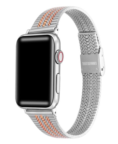Ремешок для часов Posh Tech Unisex Eliza Stainless Steel Bicolor Band for Apple Watch Size- 38,40,41mm, цвет: Двухцветный розовое золото