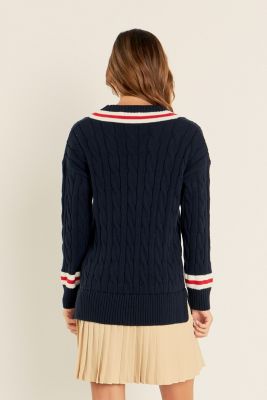 Women's Cable Knit Pleated Sweater Dress