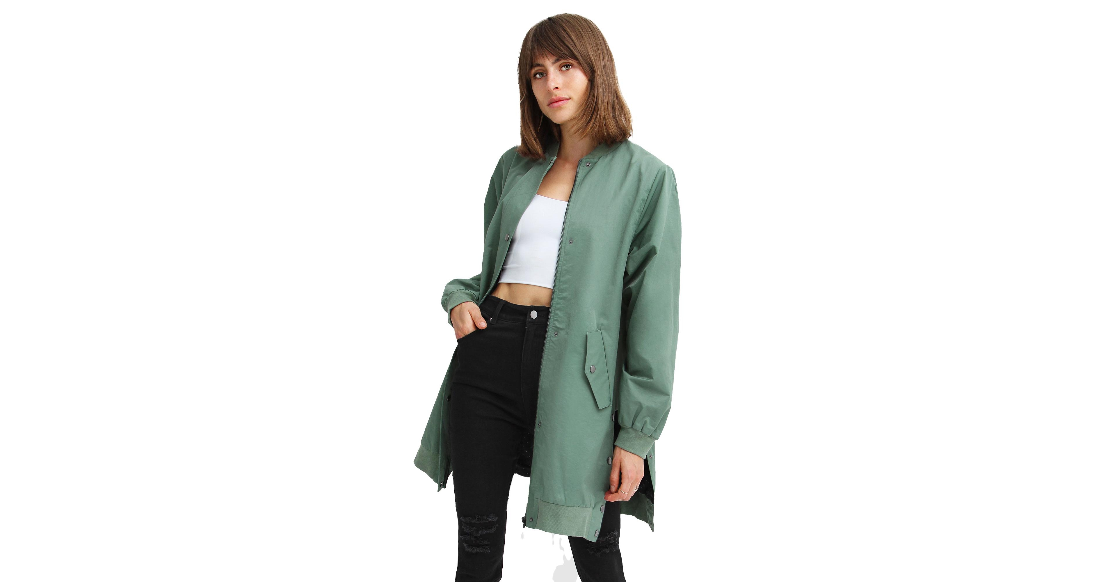 Belle & Bloom Women's Chasing You Long Bomber Jacket