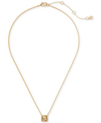 kate spade new york - Gold-Tone Square Glitter Stone Mini Pendant Necklace, 17" + 3" extender