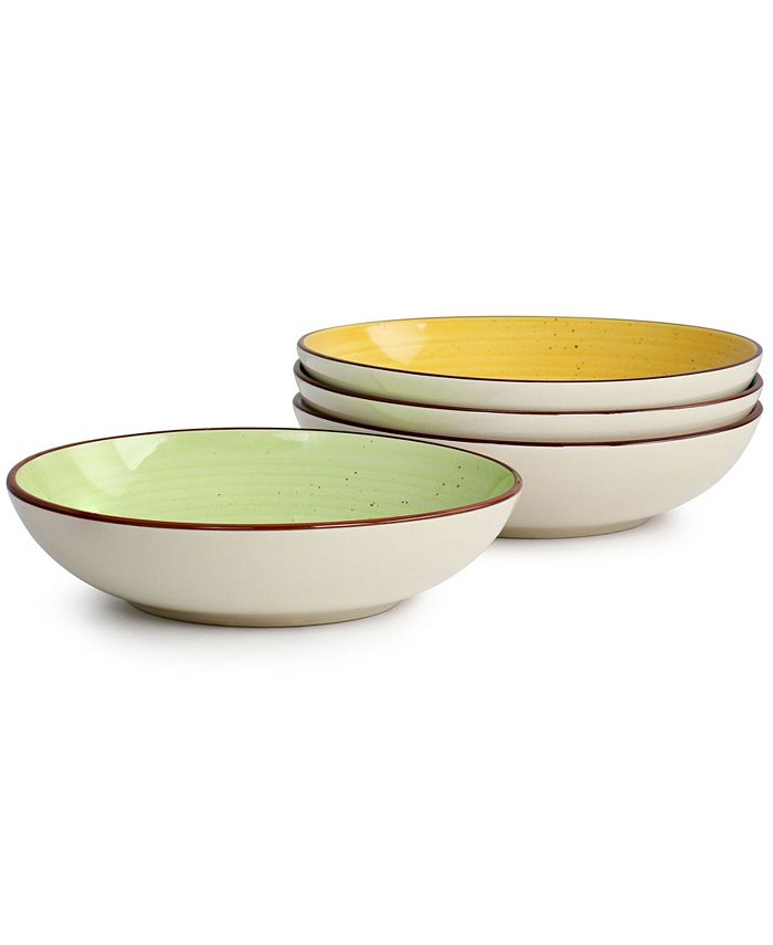 Elama Hudson 12 Piece Double Bowl Stoneware Dinnerware Set, Service for