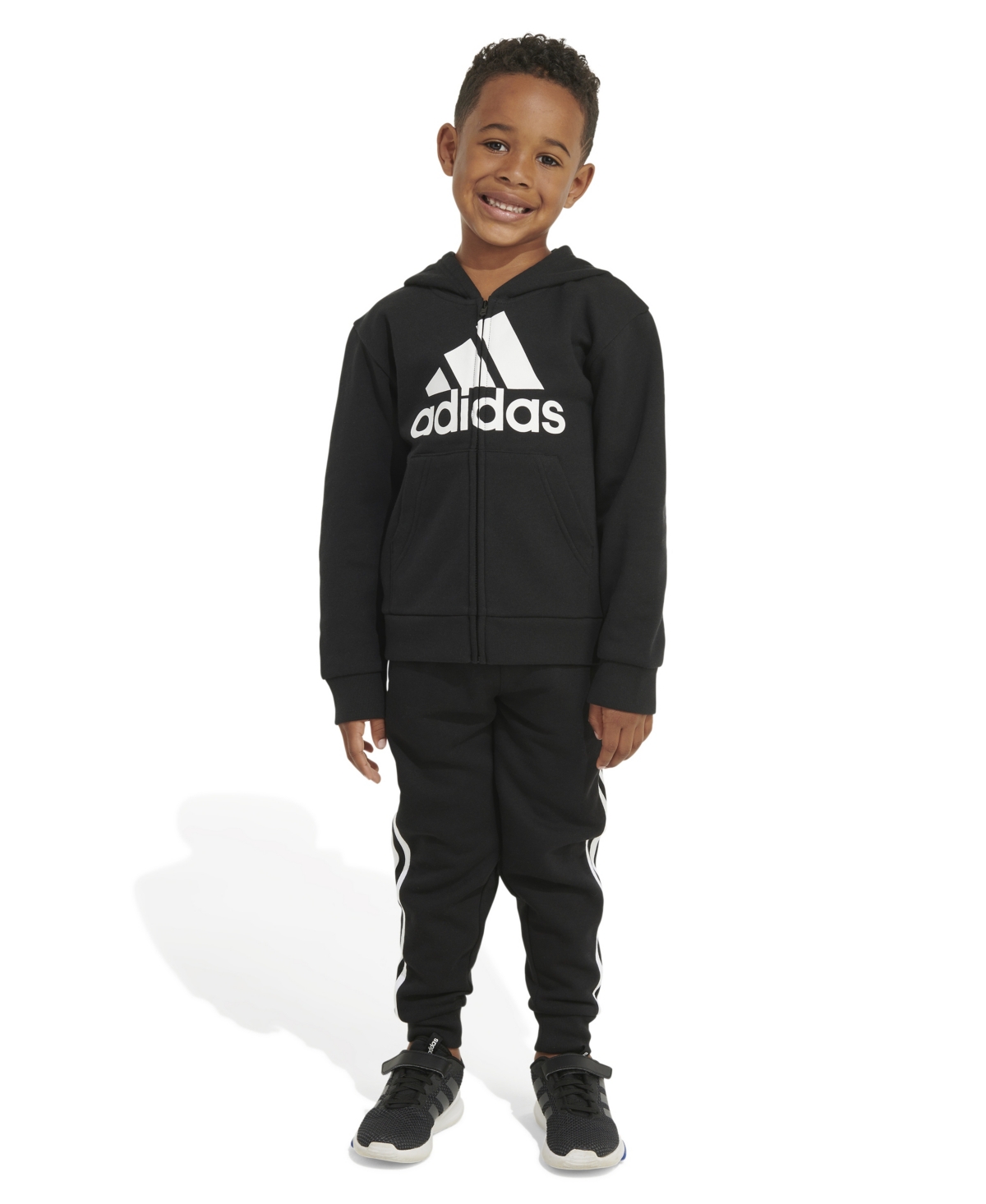 Adidas Originals Kids' Toddler Boys Fleece Hoodie Set, 2 Piece In Black