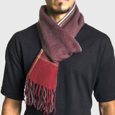 Men's Scarf Soft Knit Winter Scarves Plaid Striped or Solid Neck Covering Long Warm Stylish