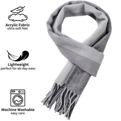 Men's Scarf Soft Knit Winter Scarves Plaid Striped or Solid Neck Covering Long Warm Stylish