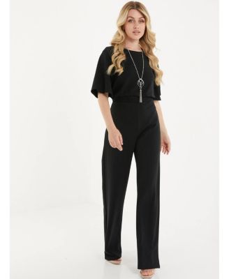 Quiz batwing belted jumpsuit on sale