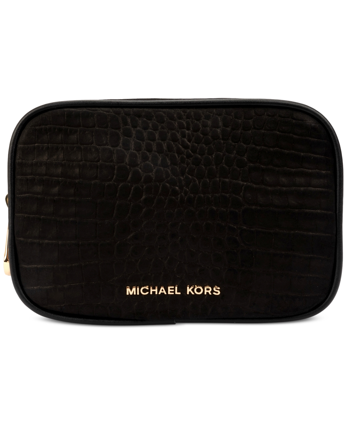 Michael Kors Michael  Women's Croc-embossed Belt Bag In Black,gold