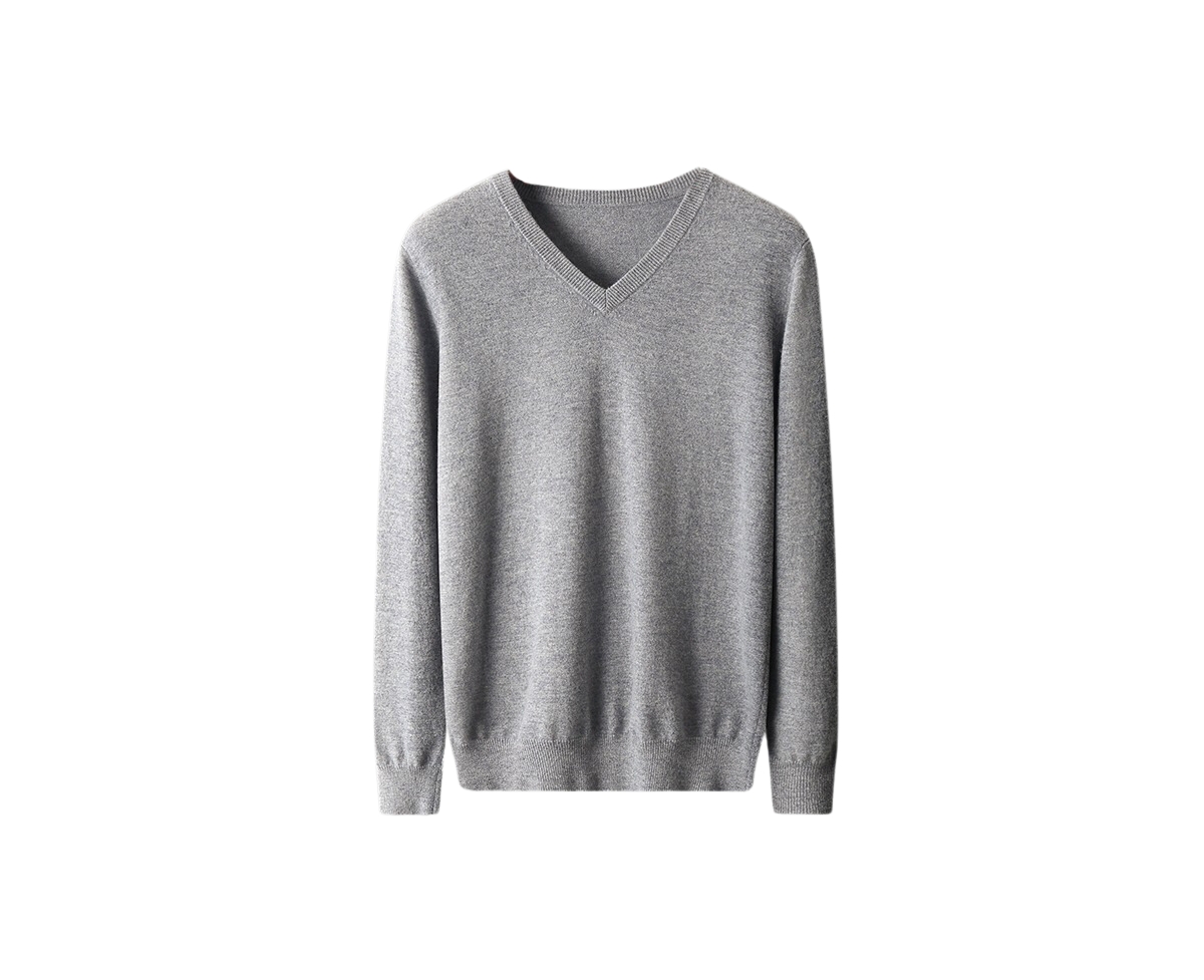 Bellemere Men's Solid V-Neck Merino Sweater