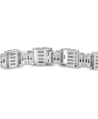 Men's Diamond Cluster Link Bracelet (1 ct. t.w.) in Sterling Silver