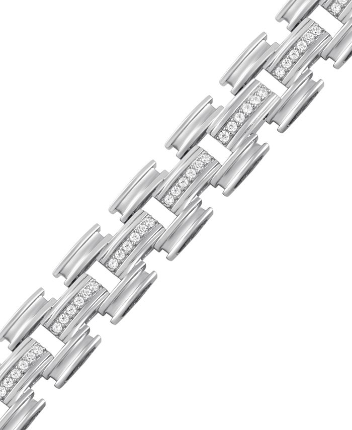 Macy's Men's Diamond Open Link Bracelet (1 ct. t.w.) in Sterling Silver