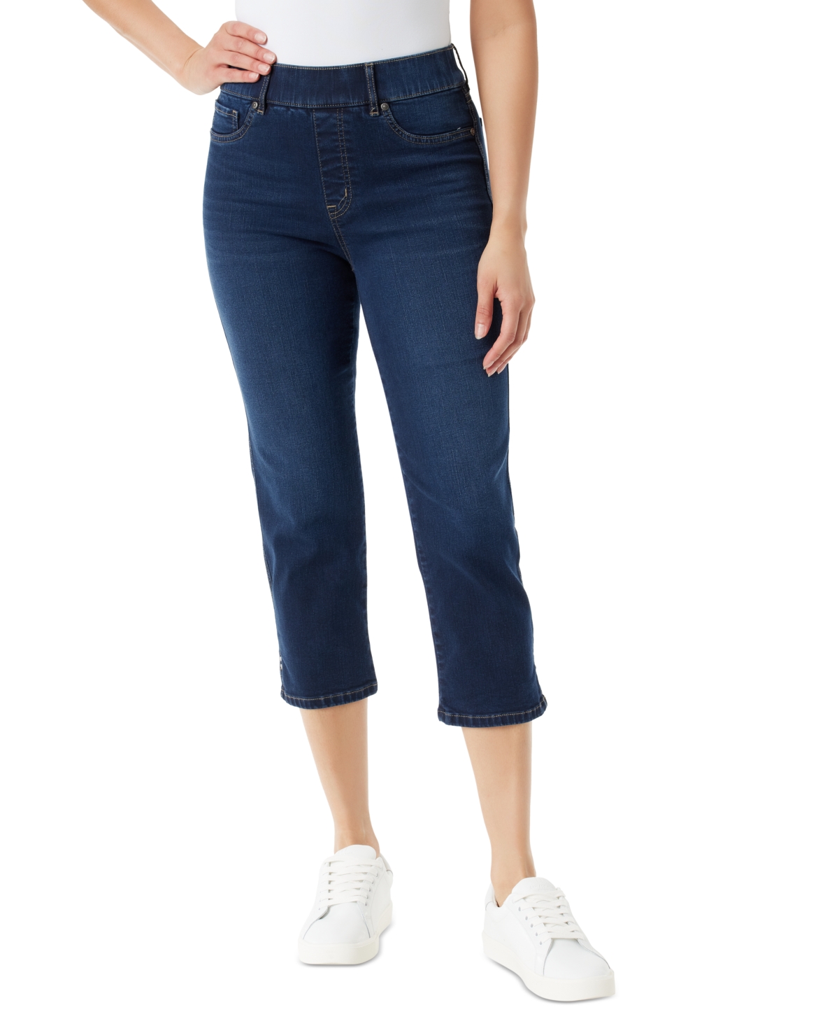 Gloria Vanderbilt 46 Womens Denim Slimming Capri Jeans In Hewlett Wash