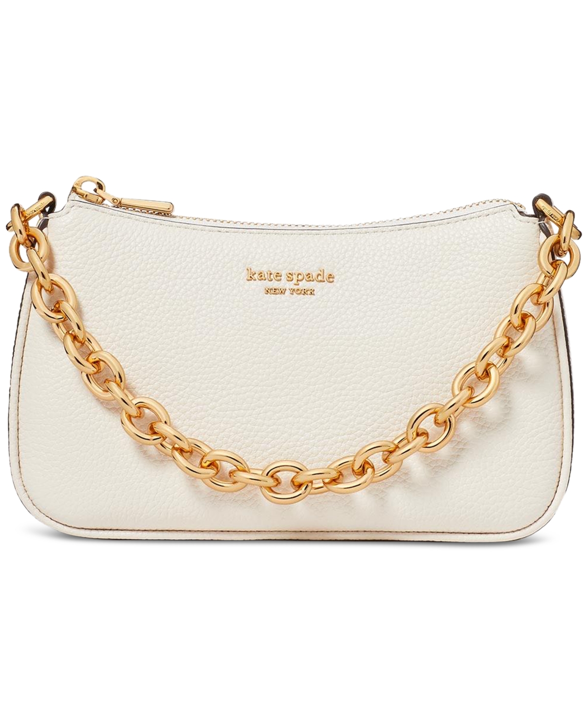 Shop Kate Spade Jolie Pebbled Leather Convertible Crossbody In Parchment.