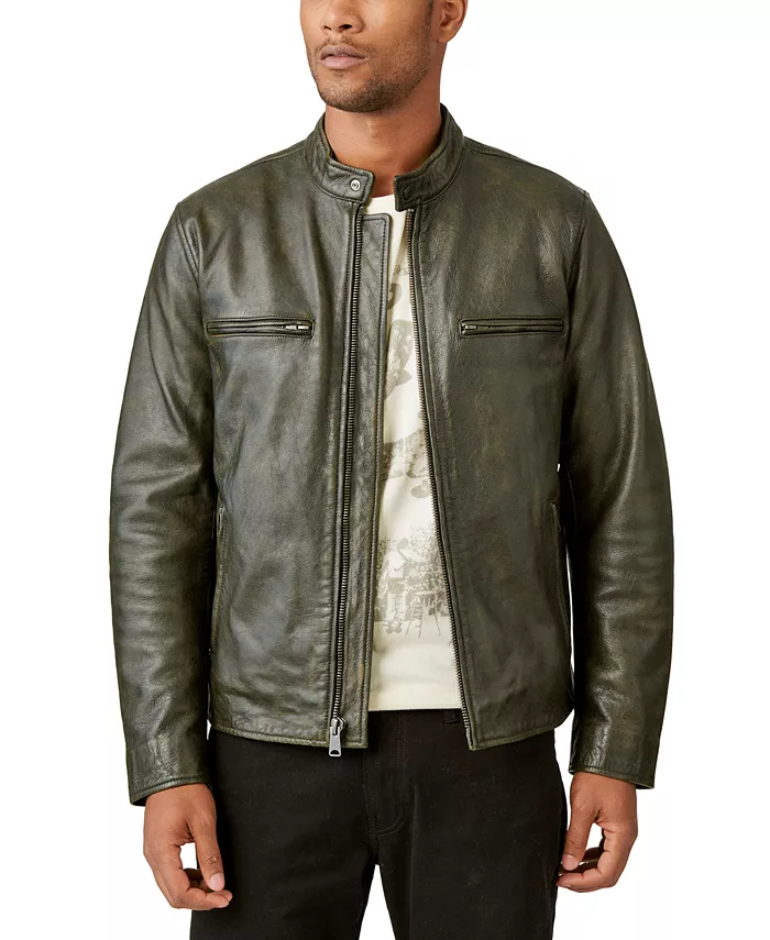 Men's Washed Leather Zip-Front Bonneville Jacket - thumbnail 2