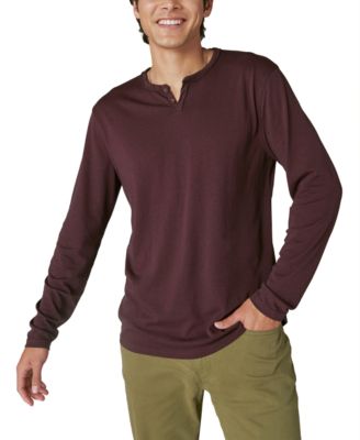 Lucky Brand - Men's Venice Burnout Long Sleeve Split Neck T-Shirt
