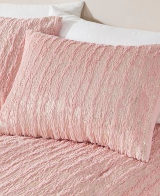 Naomi Metallic Print Faux Fur 3 Piece Comforter Set, King/California King