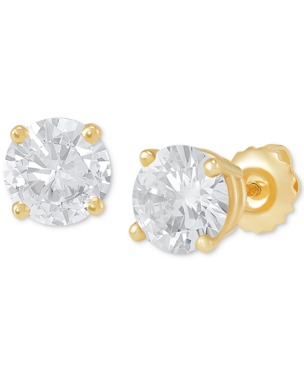 Macy's Diamond Four Prong Stud Earrings (2 Ct. T.w.) In 14k Gold In Yellow Gold