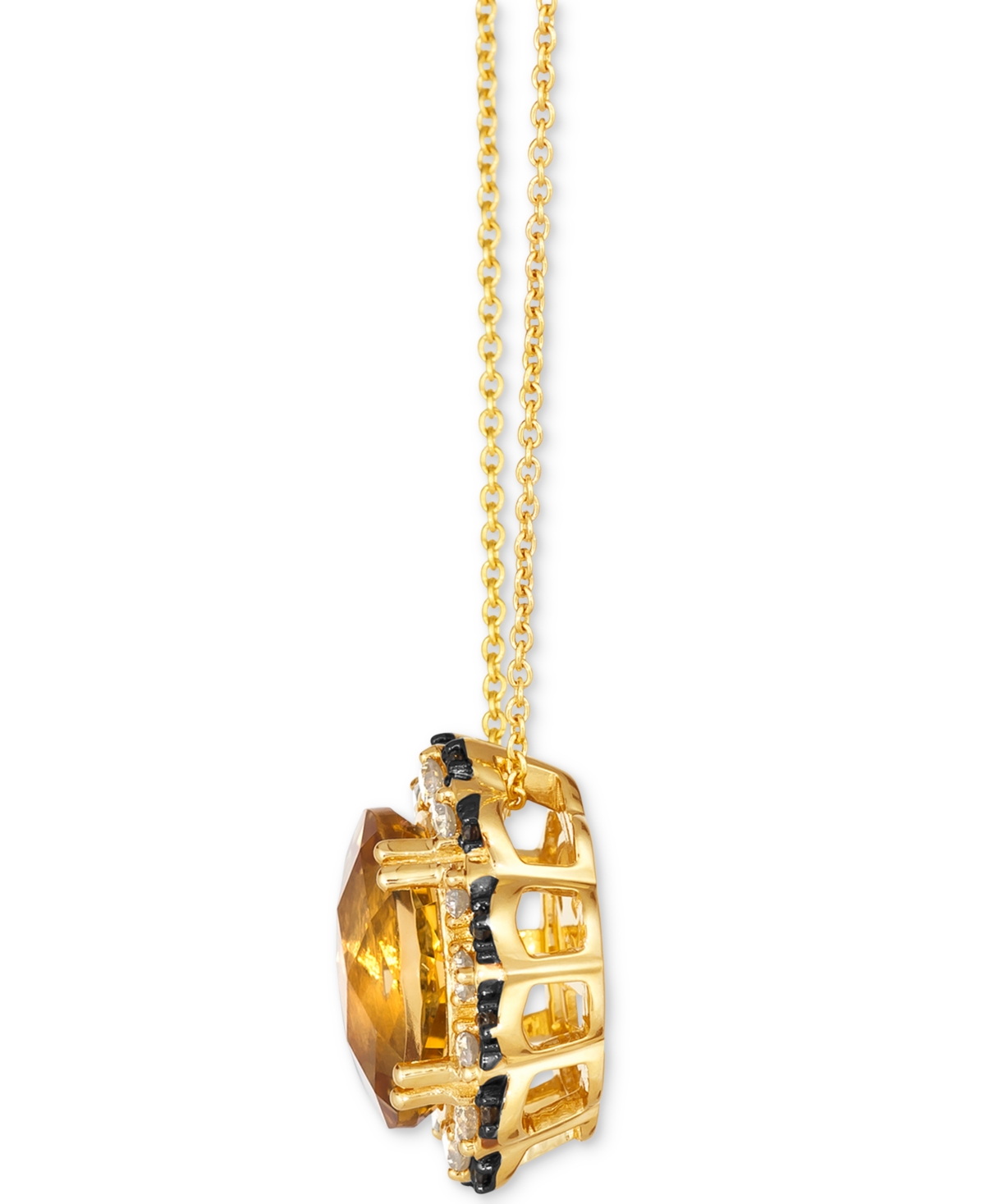 Shop Le Vian Cinnamon Citrine (3-1/4 Ct. T.w.) & Diamond (3/8 Ct. T.w.) Halo Adjustable 20" Pendant Necklace In 1 In K Honey Gold Pendant