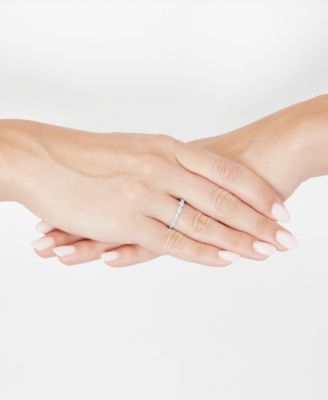 Diamond Oval & Round Twist Band (1/3 ct. t.w.) in 14k White Gold