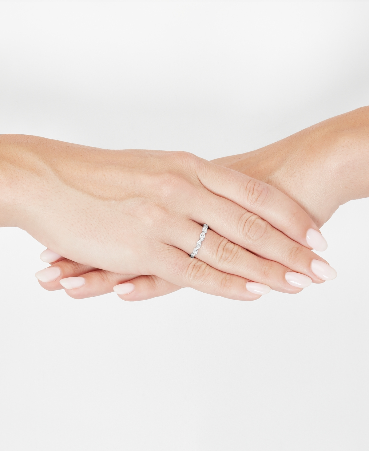 Macy's Diamond Oval & Round Twist Band (1/3 Ct. T.w.) In 14k White Gold In White Gold