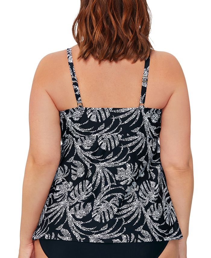 Island Escape Plus Size Tiered Printed Tankini Top, Created for Macy's ...