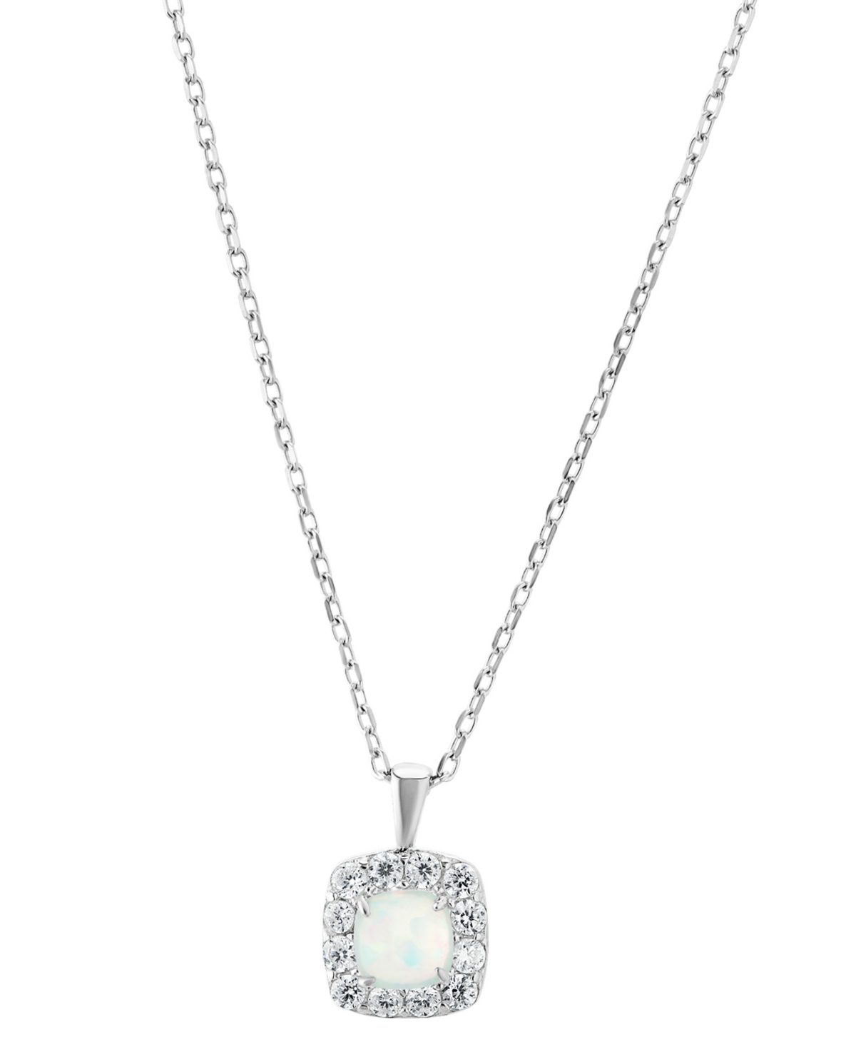 Giani Bernini Simulated Opal (3/4 Ct. T.w.) & Cubic Zirconia Square Halo Pendant Necklace In Sterling Silver, 16"