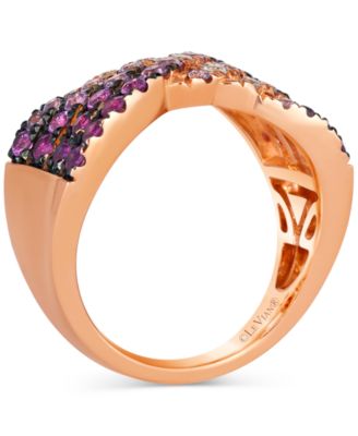 Ombr&eacute;&reg; Pink Sapphire Ombre (1-1/6 ct. t.w.) &  White Sapphire (1/8 ct. t.w.) Multirow Crossover Ring in 14k Rose Gold