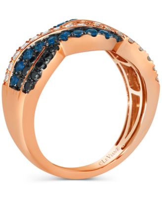 Blueberry Sapphire (1/2 ct. t.w.) & Diamond (5/8 ct. t.w.) Crossover Ring in 14k Rose Gold