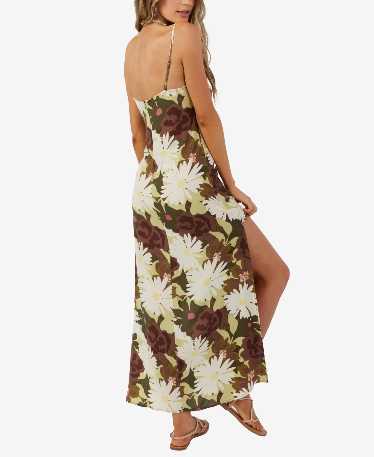Shop O'neill Juniors' Tinsley Floral-print Sleeveless Midi Dress In Forest Night