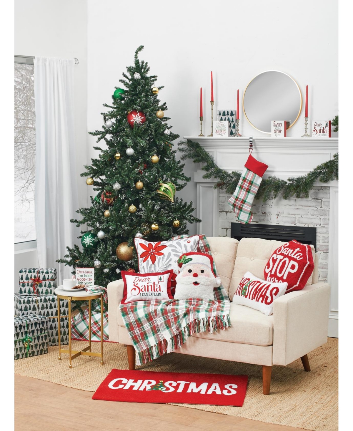 St. Nick Shaped Hooked Throw Pillow