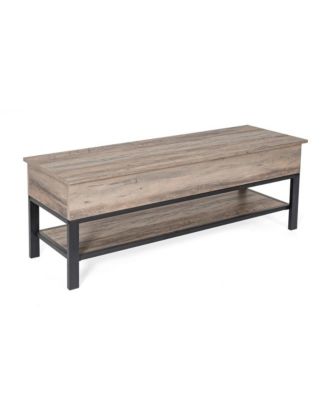 Green River Rustic Farmhouse Entryway Bench With Bottom Storage Shelf