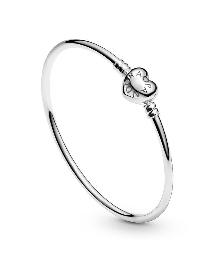 Pandora Moments Sterling Silver Heart Clasp Bangle Bracelet Macy's