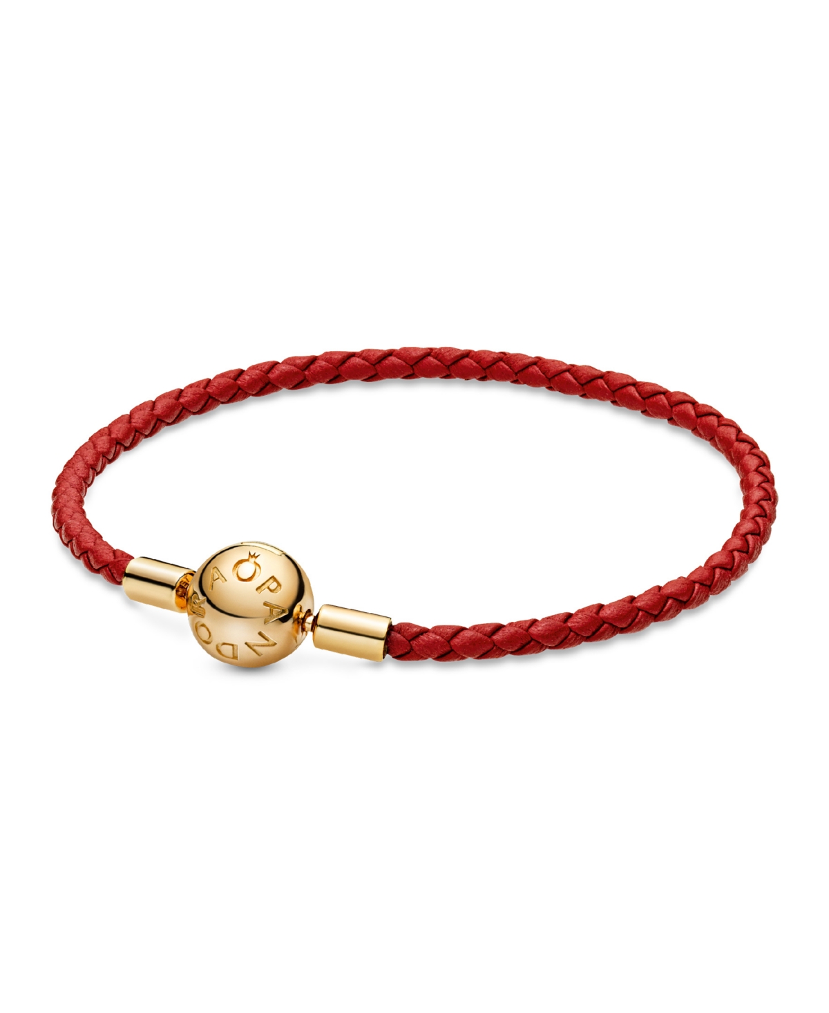 Moments 14K Gold-Plated Red Woven Leather Bracelet - Leather