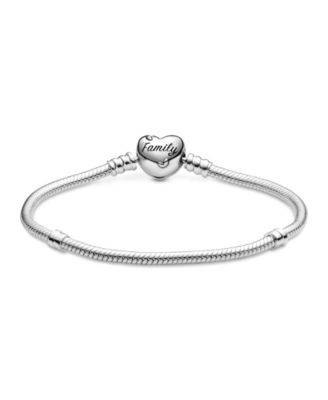 Moments Cubic Zirconia Family Tree Heart Clasp Snake Chain Bracelet