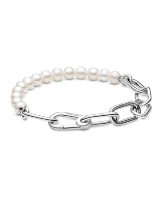 ME Sterling Silver Treated Freshwater Cultured Pearl Bracelet