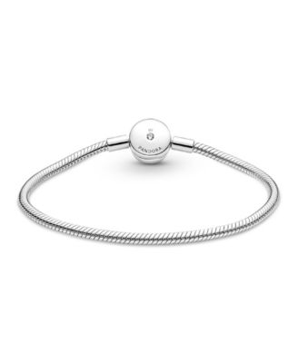 Moments Cubic Zirconia Sterling Silver Halo Snake Chain Bracelet