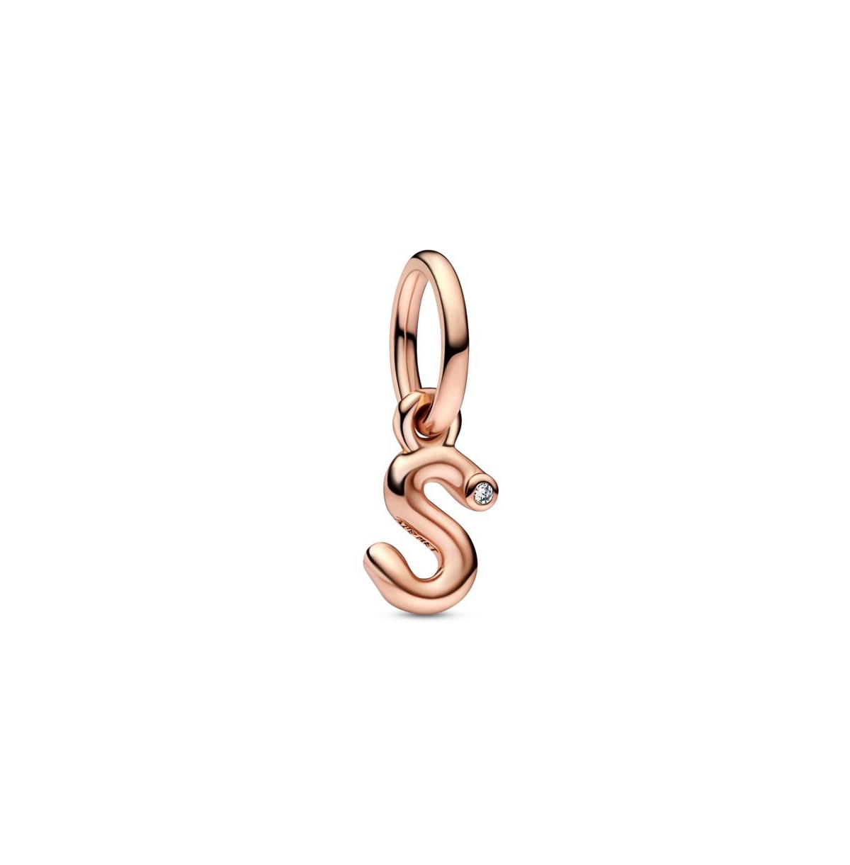 Pandora 14k Rose Gold-plated Script Alphabet Dangle Charm In Rose Gold - S