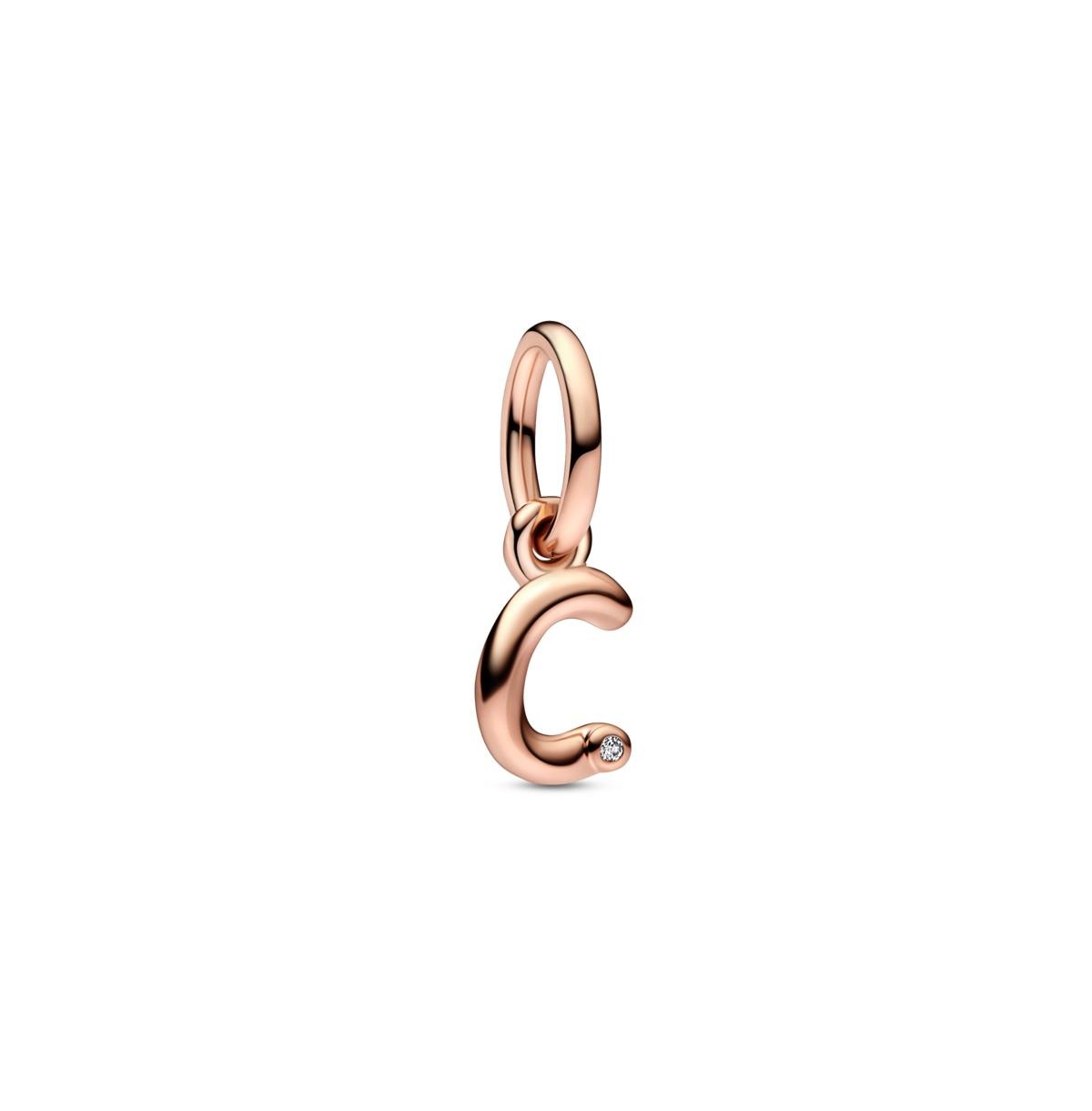 Pandora 14k Rose Gold-plated Script Alphabet Dangle Charm In Rose Gold - C