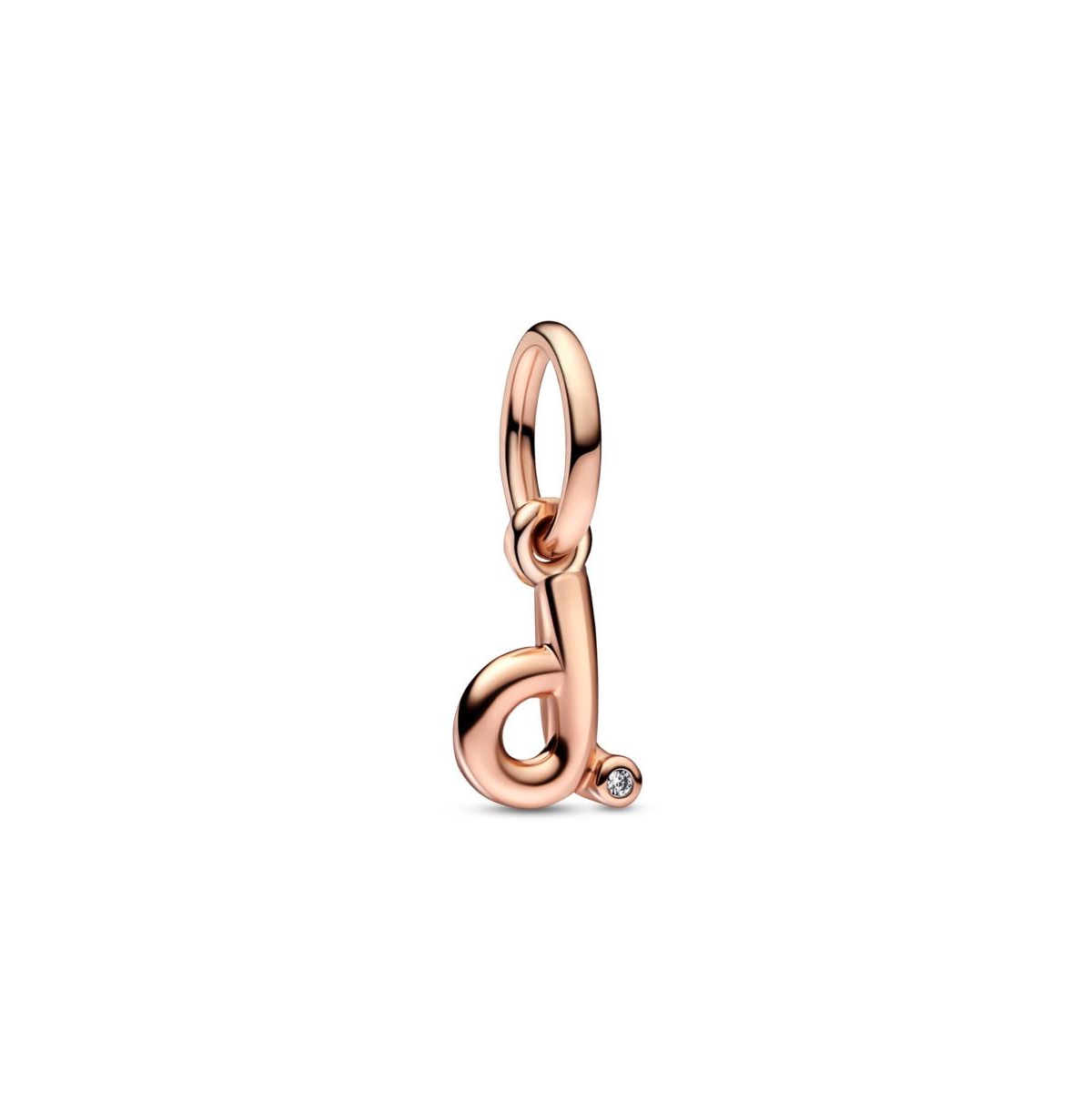 Pandora 14k Rose Gold-plated Script Alphabet Dangle Charm In Rose Gold - D