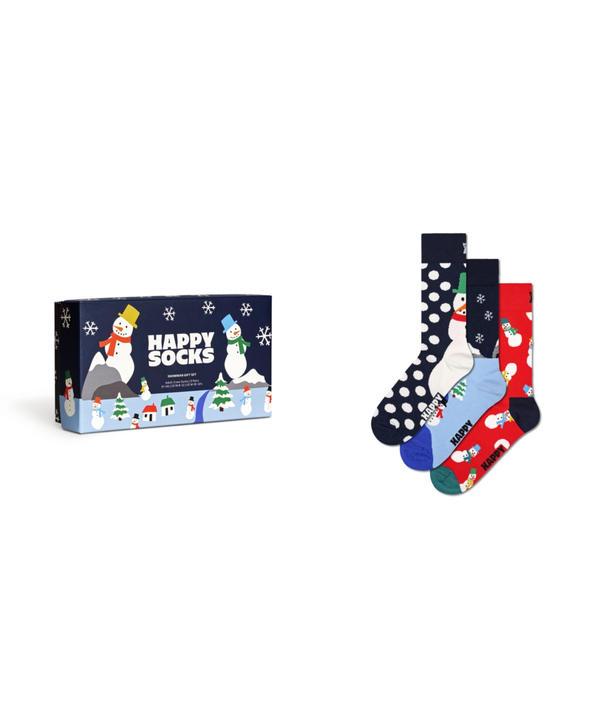 Happy Socks Men's Snowman Socks Gift Set, Pack Of 3 In Navy
