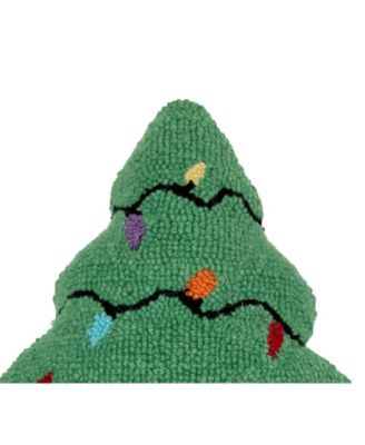 Christmas Tree Shaped Hooked Mini Accent Pillow 13" x 16"